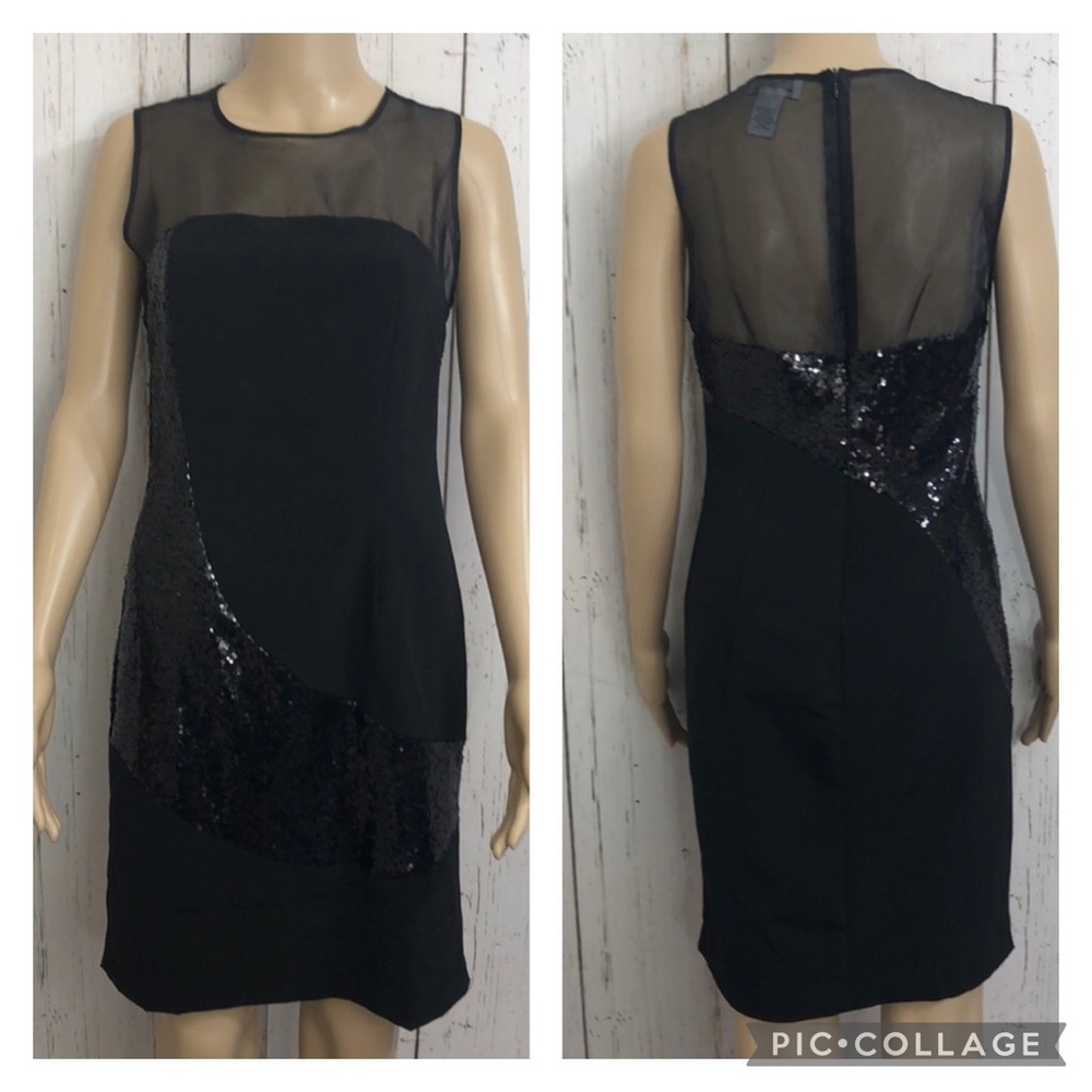 🌻 Carmen Marc Valvo Black Sequins Cocktail Dress.